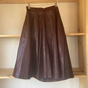 Forever 21 Burgundy Faux Leather Full Skirt